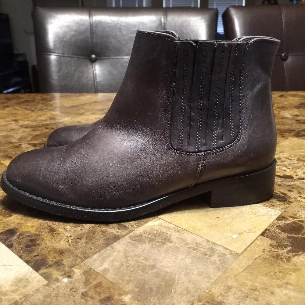 Bella-Vita Brown Leather Pull On Chelsea Ankle Boots